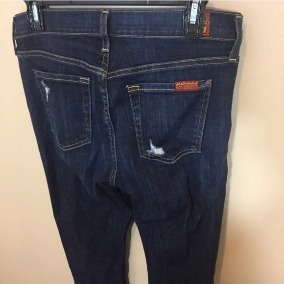 7 FAM Distressed The Skinny Jeans Sz 26 Dark Rinse - Picture 5 of 7